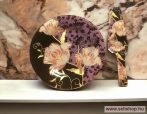   Süteményes - torta tál LILIOM + lapát, virágos női ajándék (lila)